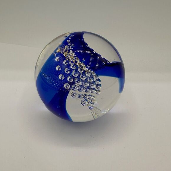 Glass Eye Studio Paper Weight Blue Wave Signed GES - Picture 9 of 11